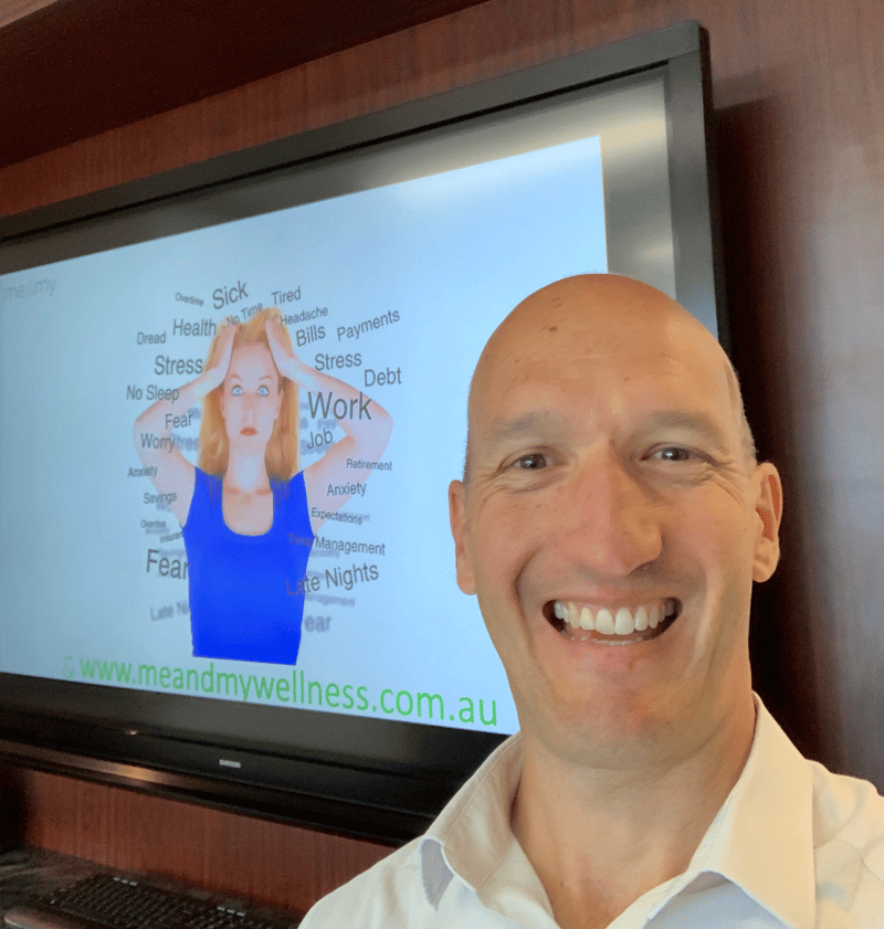Anthony Hartcher presenting a workplace wellbeing session